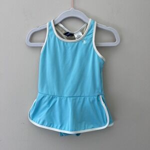 Ralph Lauren‎ Swimsuit Skirted One Piece Swim Baby Blue White Trim 12M